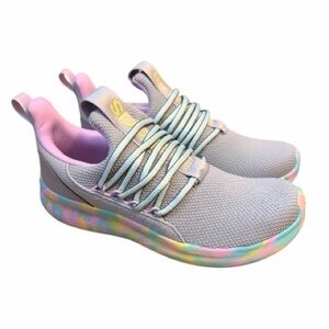 ADIDAS Lite Racer Adapt 7.0 Shoes/Sneakers Grey with Aqua/Lilac Youth 5.5